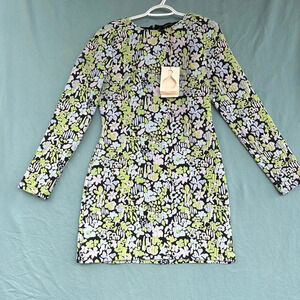 Stine Goya Lecce Abstract Jacquard Long Sleeve Mini Dress Size M NWT FLORAL Slim